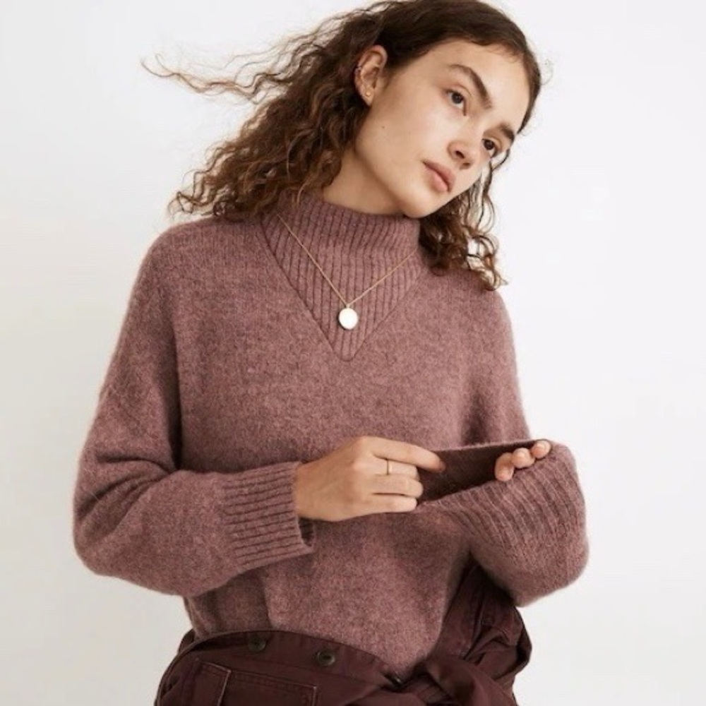 Madewell Dillon Mockneck Pullover Sweater in Heather Loganberry - Picture 4 of 6